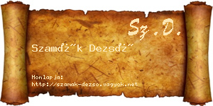 Szamák Dezső névjegykártya